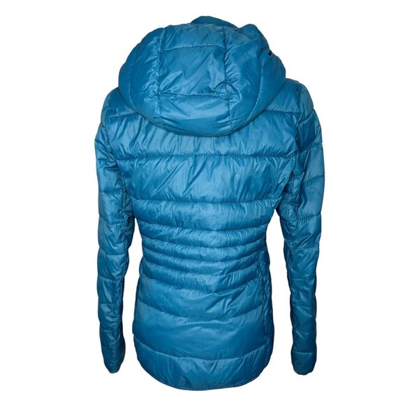 Abercrombie & Fitch Women’s Small Light Puffer Jacket Teal Removable Hood - Picture 5 of 8